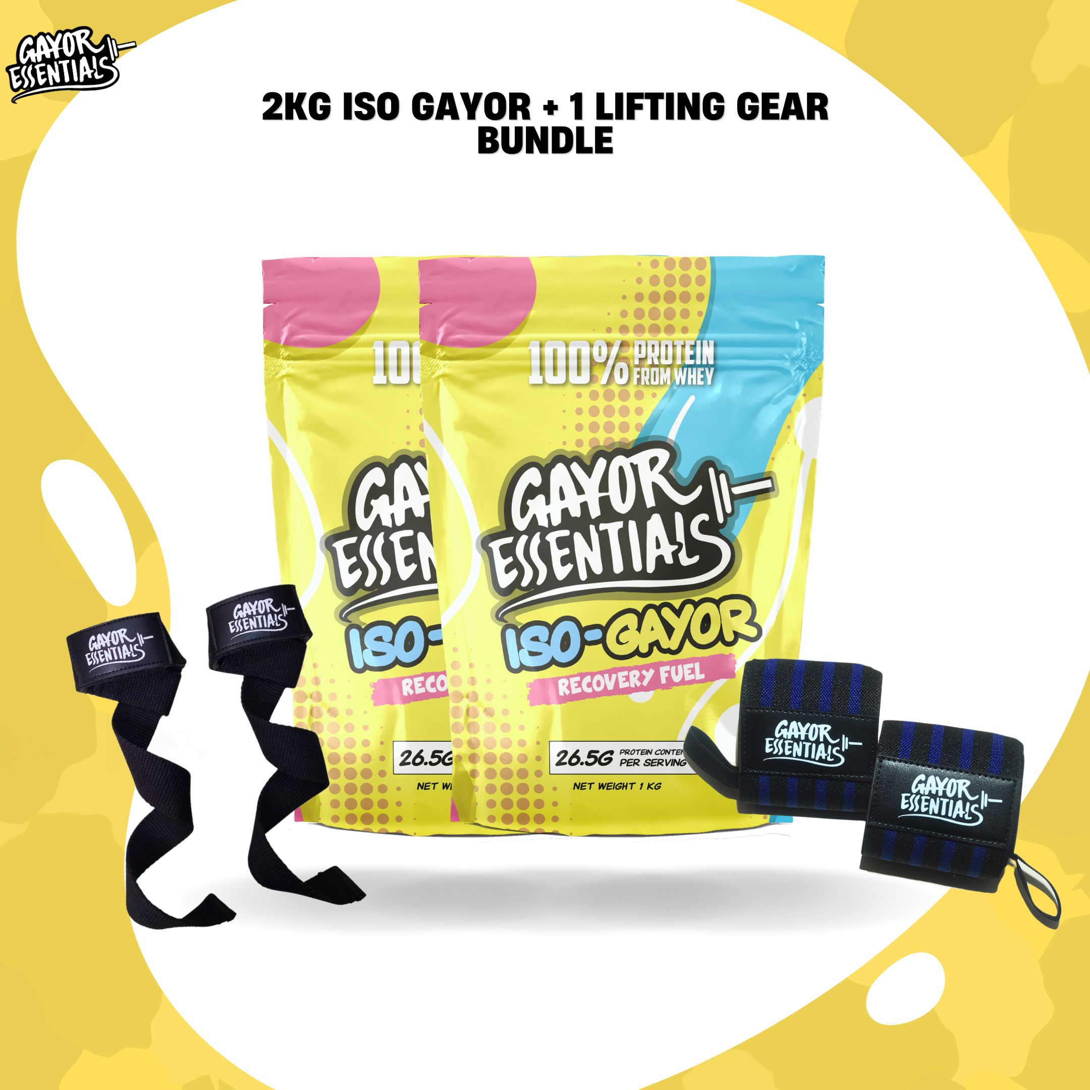 Iso Gayor : Whey Protein Isolate 2kg + Lifting Gear Bundle