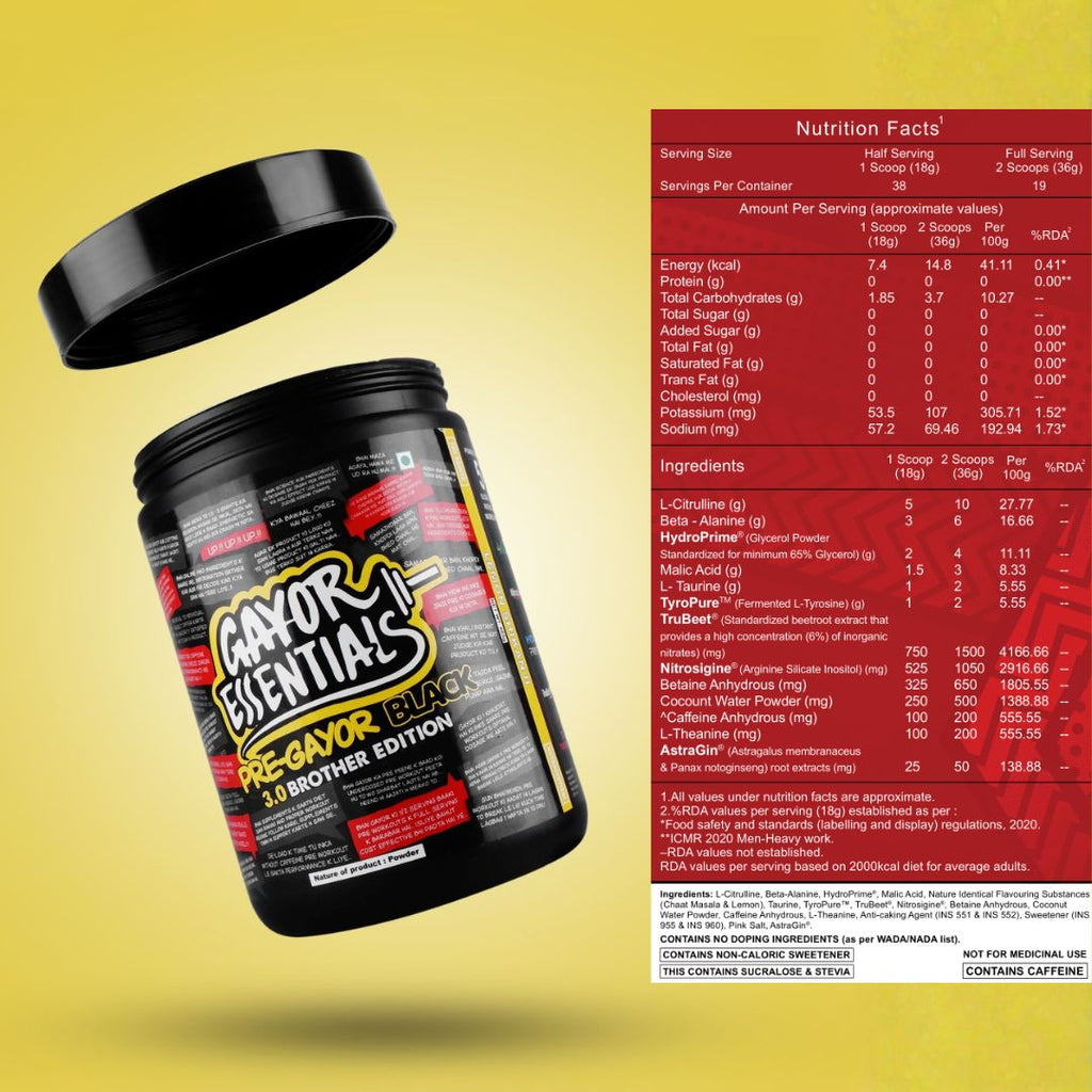 Pre Gayor Black 3.0 (Optimally Dosed Advanced Pre Workout Formula with ...