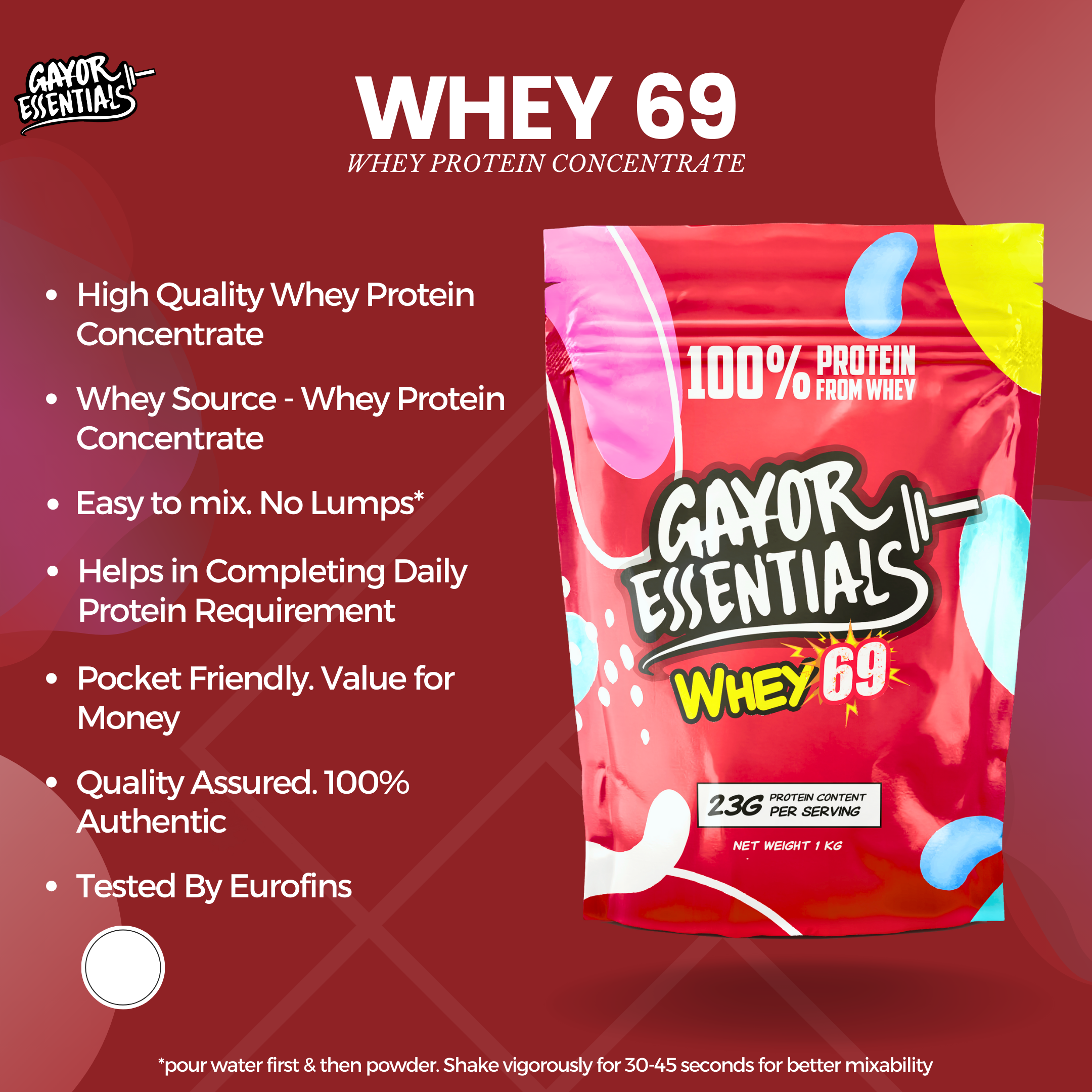 Whey 69 Concentrate 2kg + Steel Shaker Bundle